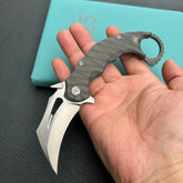 KB Knives KB271B Wrath Frame Lock Karambit  Tiger Stripe Pattern Flamed Ti Handle w/ Diagonal Milling 2.52'' Beadblast M390